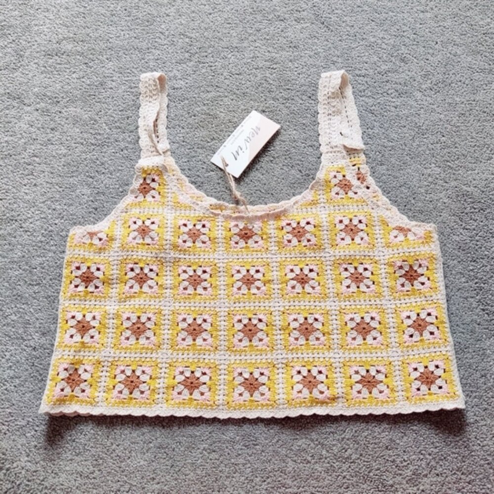 New In Women's Vintage Inspired Crochet Crop Top Size Medium Large Resortwear